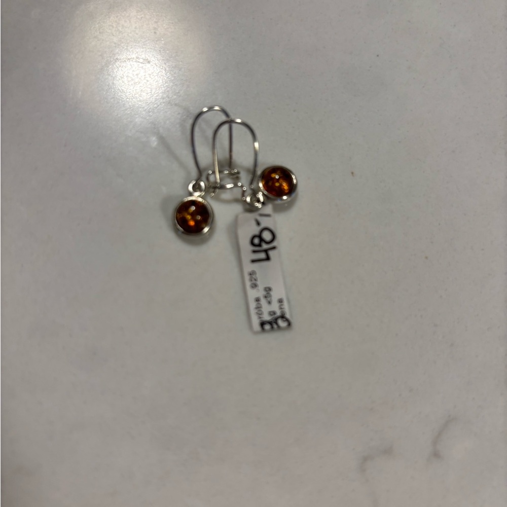 Silver Earrings with Baltic Amber